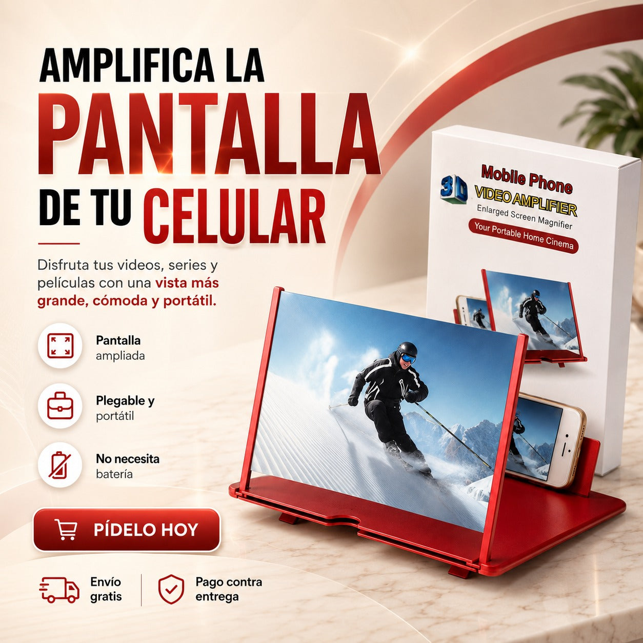 Amplificador de Pantalla 3D — Convierte tu Celular en una Pantalla Gigante 📱➡️🎬