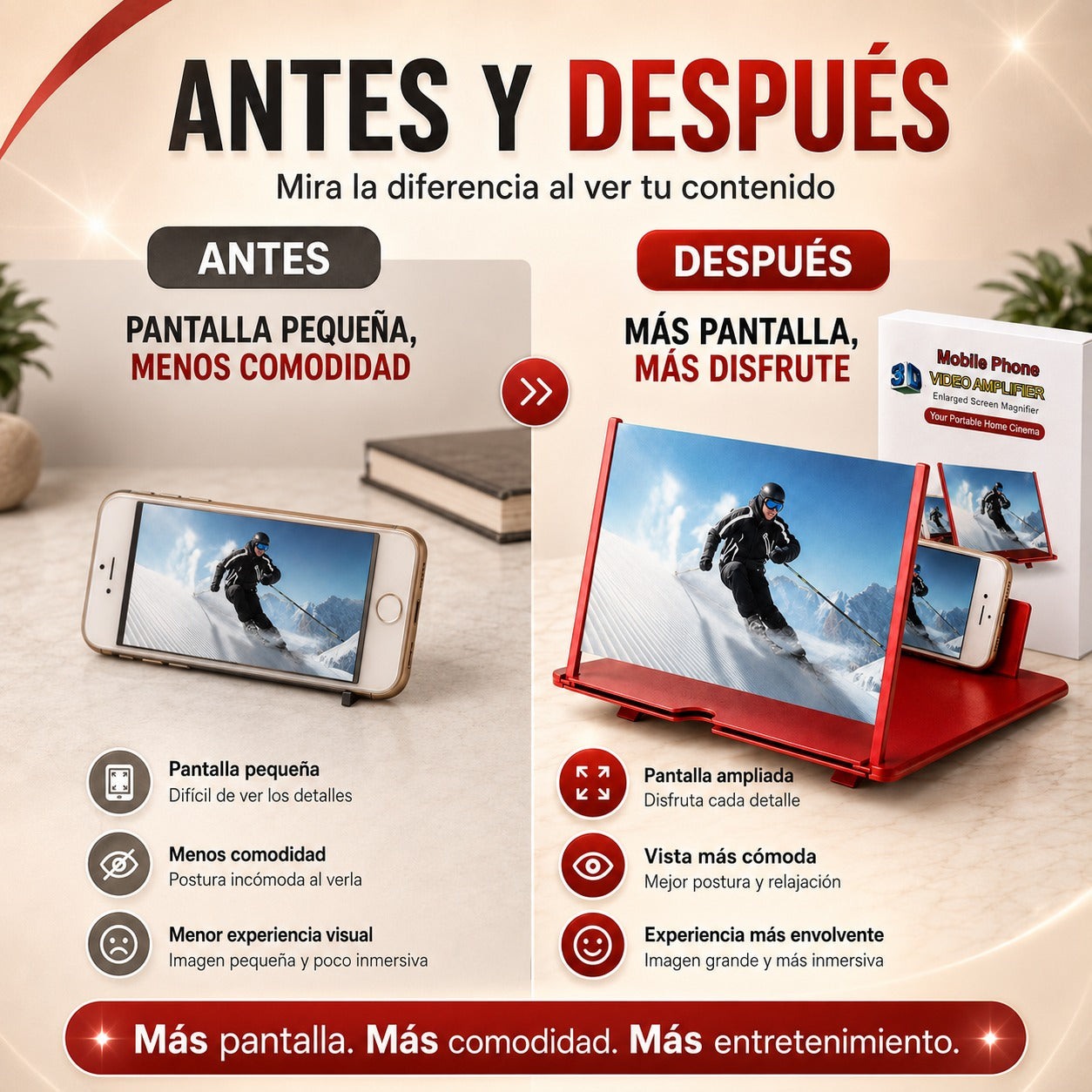 Amplificador de Pantalla 3D — Convierte tu Celular en una Pantalla Gigante 📱➡️🎬